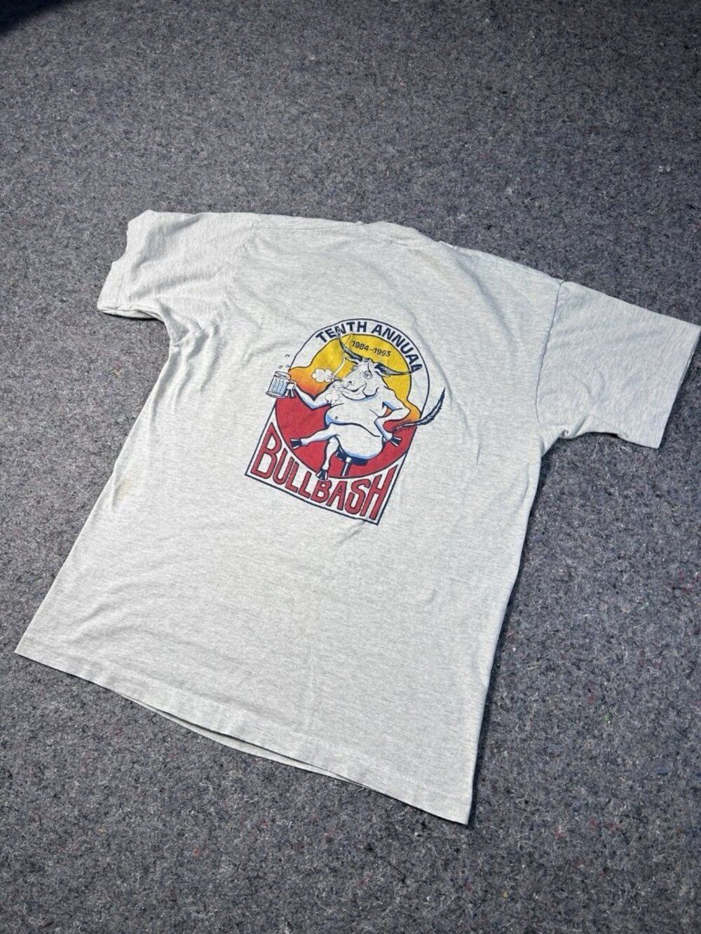 Vintage 1993 Tenth Annual Bullbash Graphic Tee Fruit Of The Loom L Size